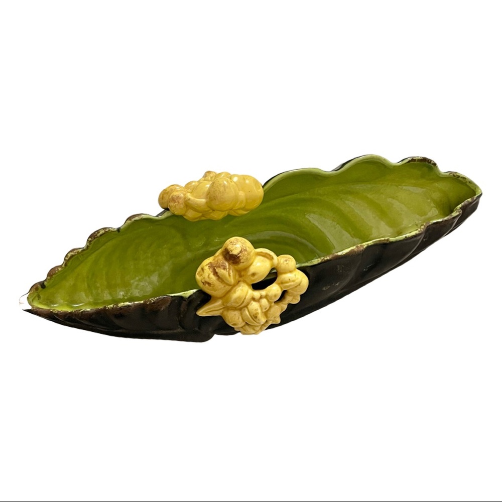 Vintage ROYAL HAEGAR Large Leaf Fruit Agate Planter Vase #R821